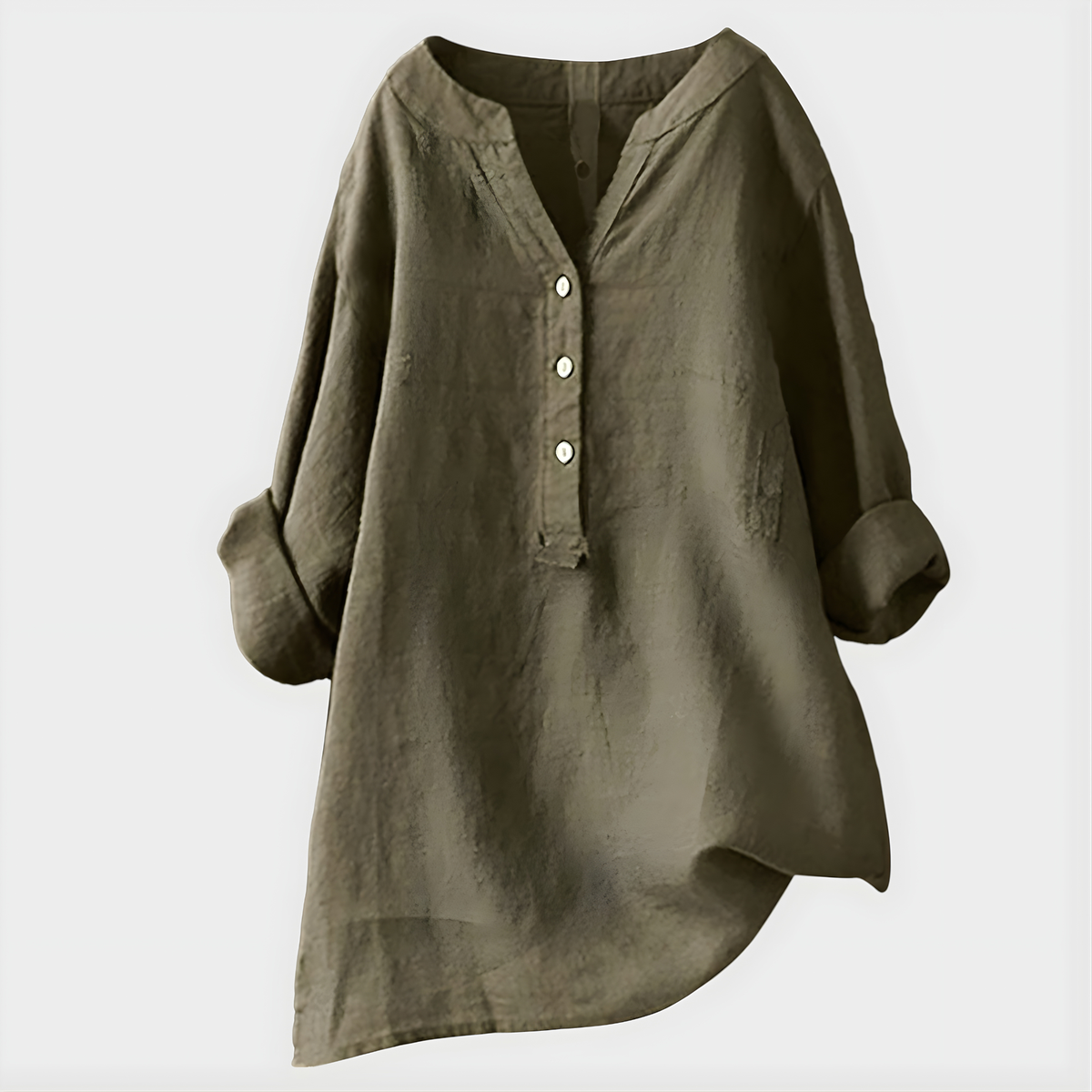 Veronique™ Elegant Cotton-Linen V-Neck Blouse