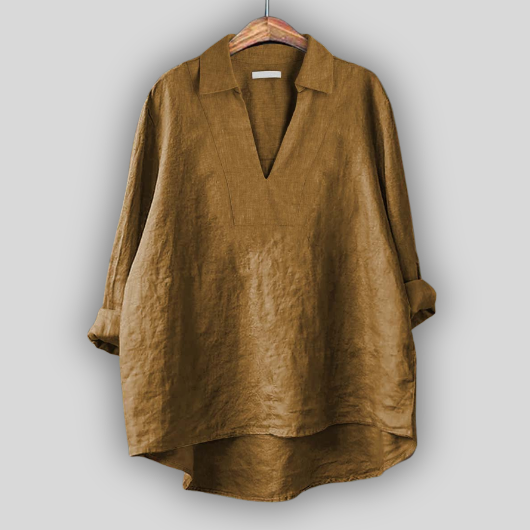 Honor Collared Split Neck Top