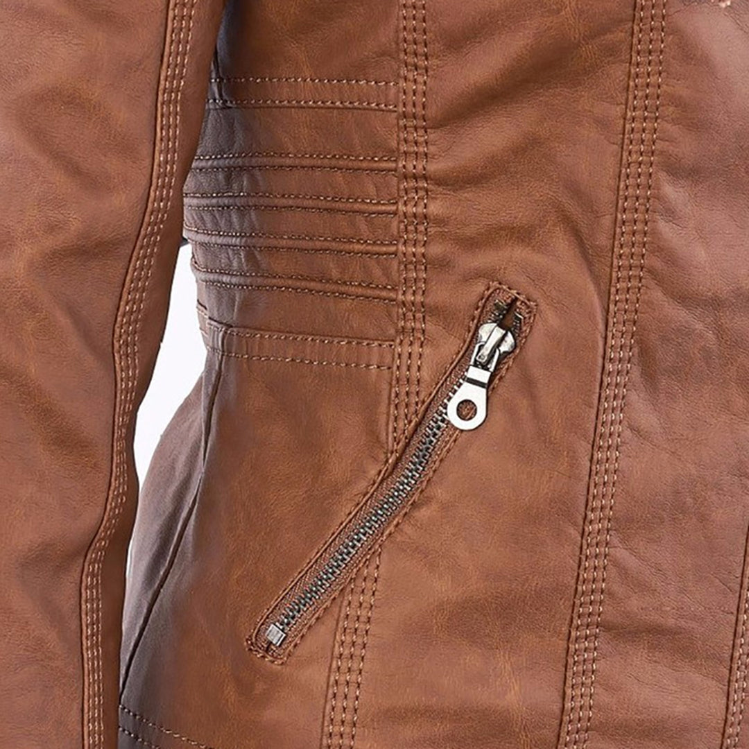 Olive™ - Waterproof Women's Leather Jacket with Hood