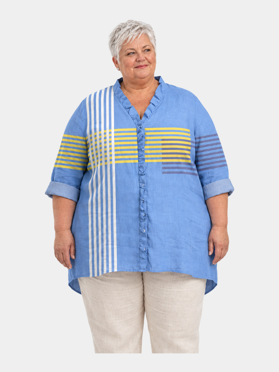 Agatha Striped Ruffle Blouse
